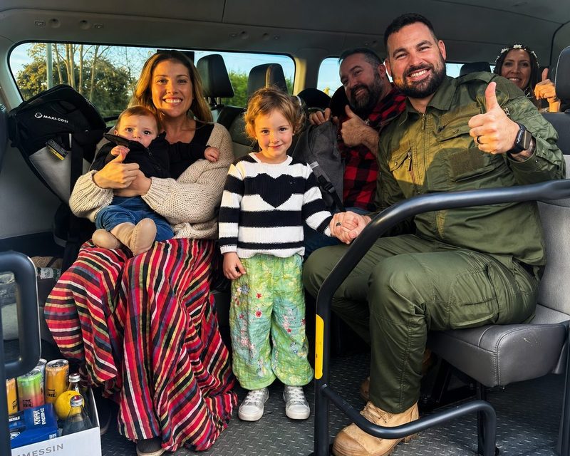 Happy family with kids in Go Maxi Melbourne maxi cab