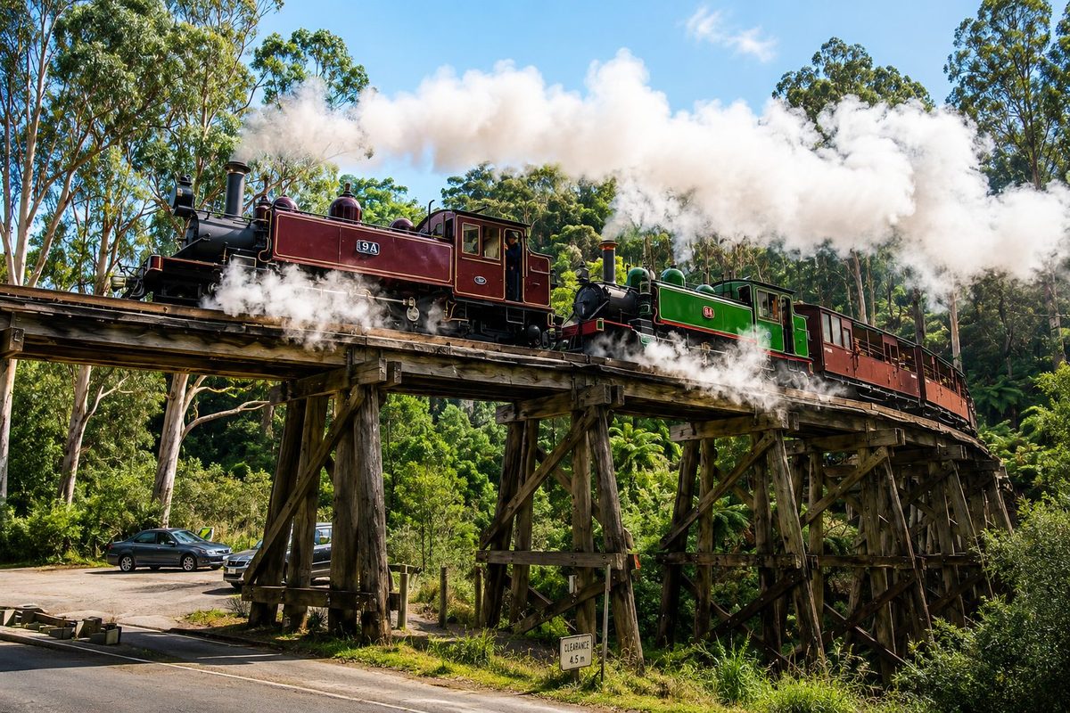 Puffing Billy steam train in the Dandenong Ranges